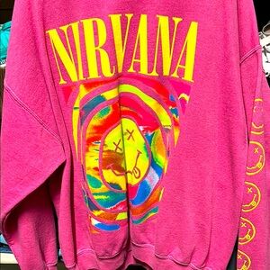 NIRVANA Pink sweatshirt with White Logo Size S/M